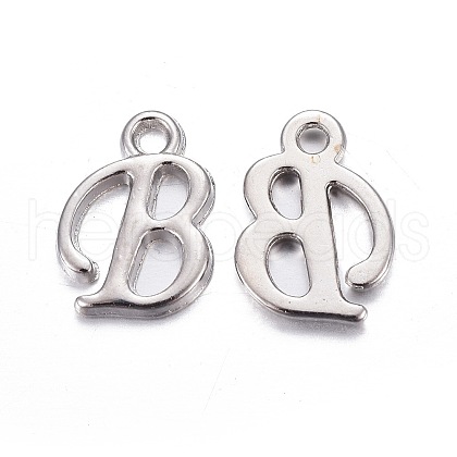 Platinum Plated Alloy Letter Pendants PALLOY-P097-02-B-1