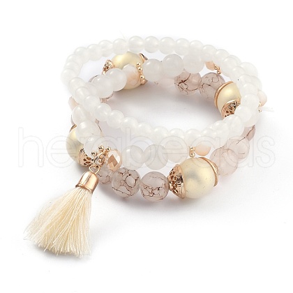 Multi-layered Stretch Bracelets Sets BJEW-H533-01E-1