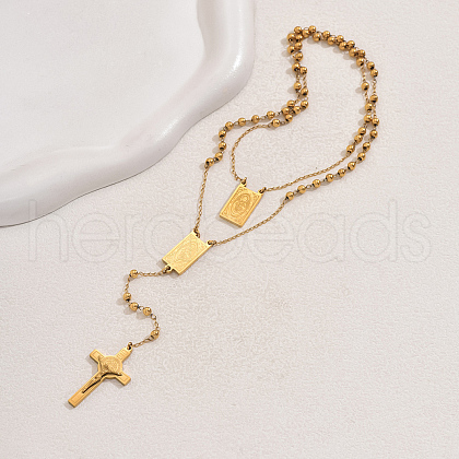 Stainless Steel Rosary Bead Necklaces KR9806-1