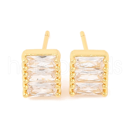 Brass Micro Pave Cubic Zirconia Stud Earrings for Women EJEW-U015-04G-01-1
