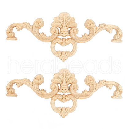 Natural Solid Wood Carved Onlay Applique Craft WOOD-FH0001-24-1