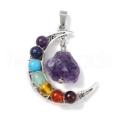 7 Chakra Gemstone Round Pendants PALLOY-JF02402-02-1