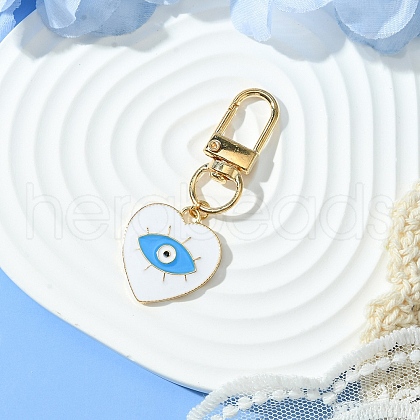 Heart with Evil Eye Alloy Enamel Pendant Decorations HJEW-YW00017-03-1