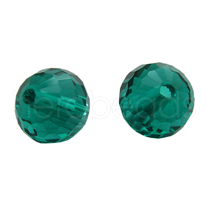 Peacock Green Faceted Round Glass Loose Beads X-GS017-64-1