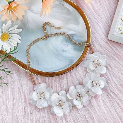 Flower Natural Shell Bib Necklaces for Women FS-WGF0490-01-1