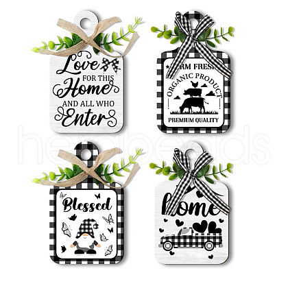 Wooden Pendant Decoration HJEW-WH0074-024-1