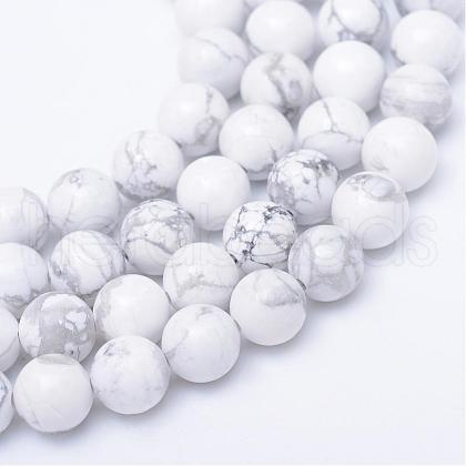 Round Natural Howlite Bead Strands G-R345-4mm-18-1