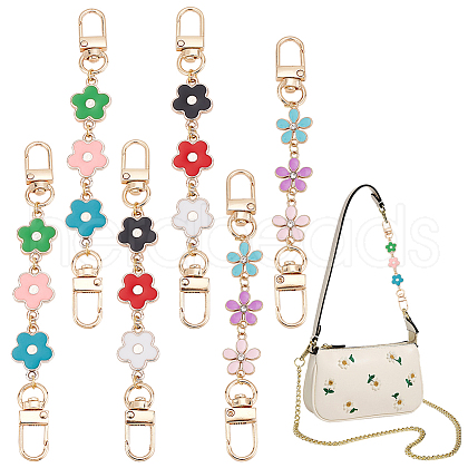 WADORN 6Pcs 3 Style Flower Plastic Enamel Link Bag Strap Extenders FIND-WR0006-37-1