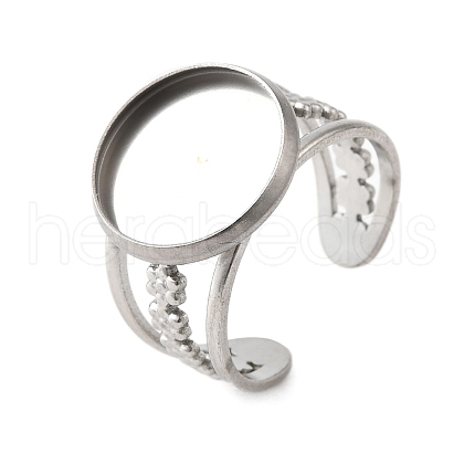 304 Stainless Steel Cuff Ring Components STAS-V012-01C-P-1