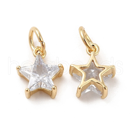 Rack Plating Brass Clear Cubic Zirconia Pendants KK-E081-03G-1
