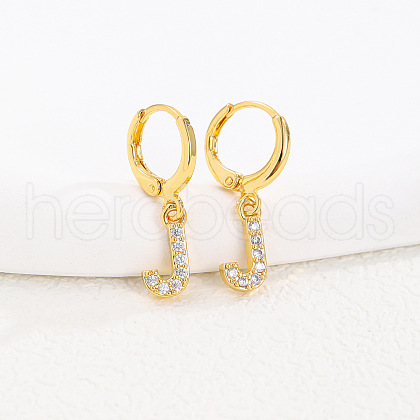 Brass Micro Pave Clear Cubic Zirconia Hoop Earrings FS-WGAF6E5-17-1