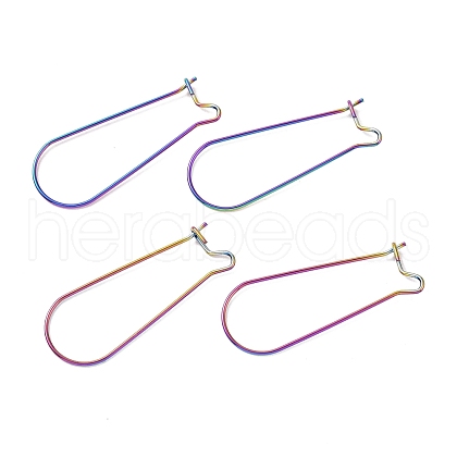 Ion Plating(IP) 304 Stainless Steel Hoop Earrings Findings Kidney Ear Wires STAS-L216-22A-RS-1