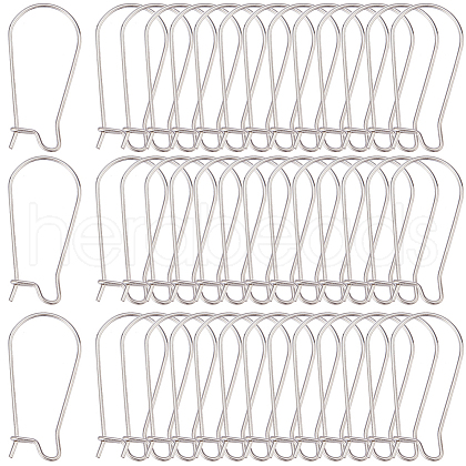 SOFPLATE 120Pcs 304 Stainless Steel Hoop Earrings Findings Kidney Ear Wires STAS-SP0001-32B-P-1