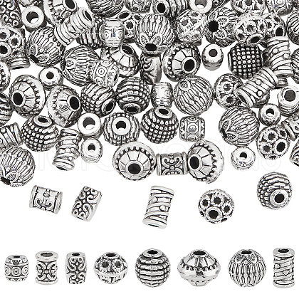  96Pcs 8 Styles Tibetan Style Alloy Beads FIND-NB0005-05-1