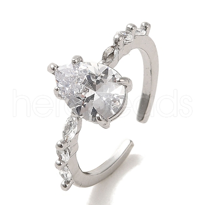 Brass Micro Pave Cubic Zirconia Solitaire Rings for Women RJEW-E295-13P-1