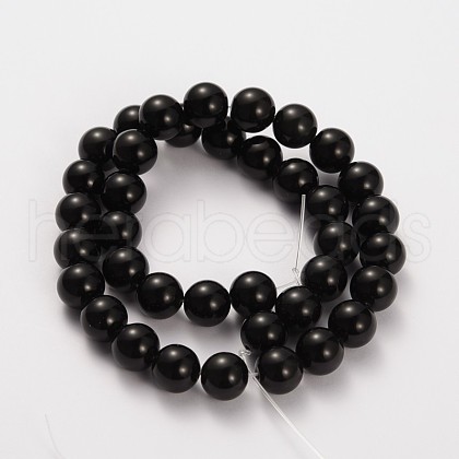 Natural Gemstone Obsidian Round Beads Strands X-G-O030-6mm-08-1