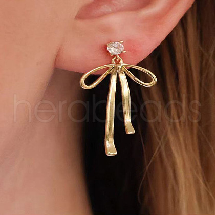 Bowknot Brass Dangle Stud Earrings FS-WGC797A-04-1