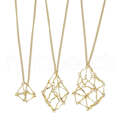 3Pcs 3 Sizes Stainless Steel Macrame Pouch Empty Stone Holder for Necklace Makings NJEW-JN04822-1