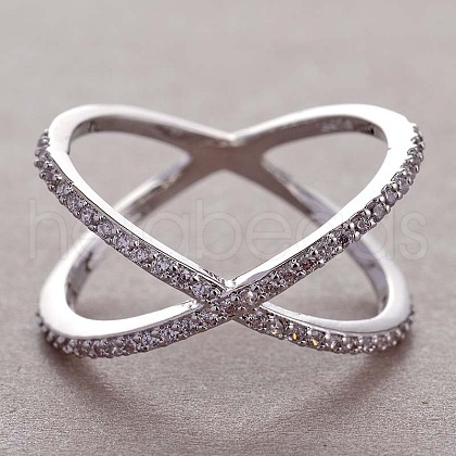 Simple Style Brass Cubic Zirconia Finger Rings FS-WG32029-01-1