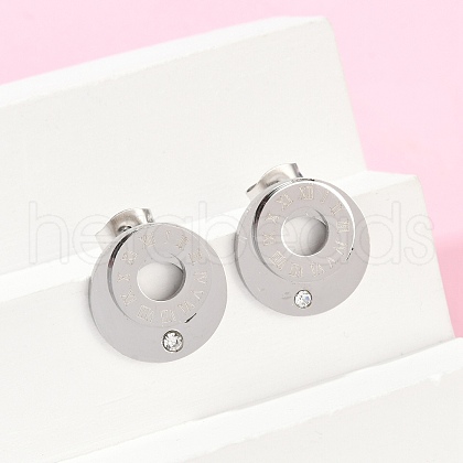 304 Stainless Steel Rhinestone Stud Earrings EJEW-Z089-06P-1