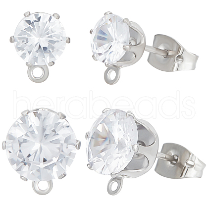 Beebeecraft 12 Pair 6 Style Diamond Shape Brass Stud Earring Findings KK-BBC0012-77-1