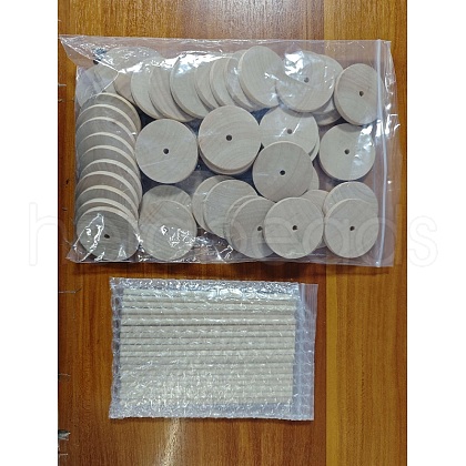 Olycraft 26 Sets Chinese Cherry Wood Unfinshed Wheel & Stick DIY-OC0004-16-1