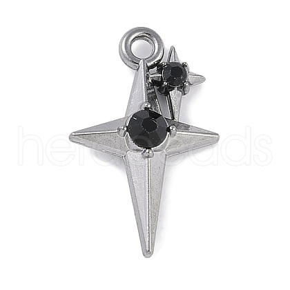 Rack Plating Alloy Jet Rhinestone Pendants PALLOY-F018-18B-02-1