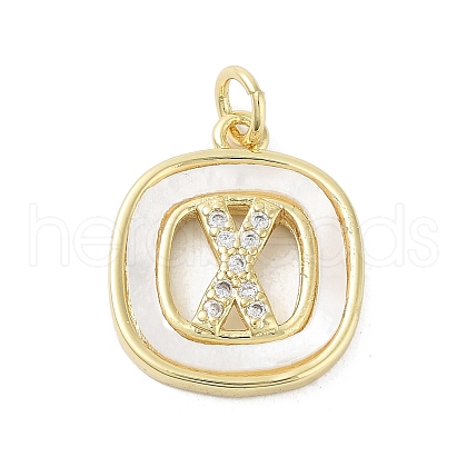 Rack Plating Brass Micro Pave Clear Cubic Zirconia Pendants KK-E102-33G-X-1