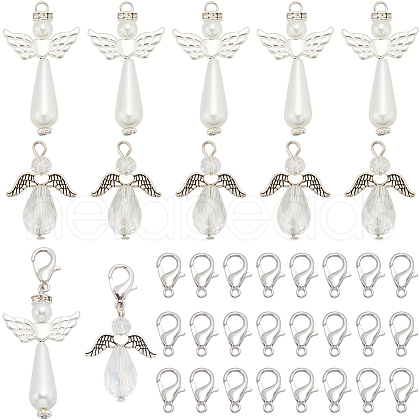 SUNNYCLUE 60pcs 3 Styles Electroplate Glass with Acrylic Imitation Pearl with Alloy Pendants FIND-SC0010-07-1