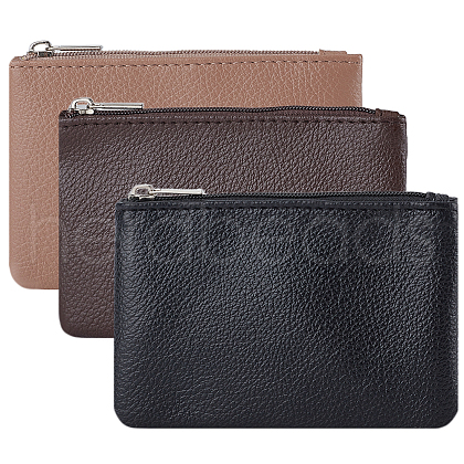 CRASPIRE 3Pcs 3 Colors Litchi Print PU Leather Zip Pouches ABAG-CP0001-07-1