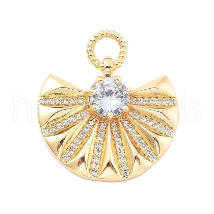 Brass Micro Pave Cubic Zirconia and Glass Pendants KK-L209-088G-1