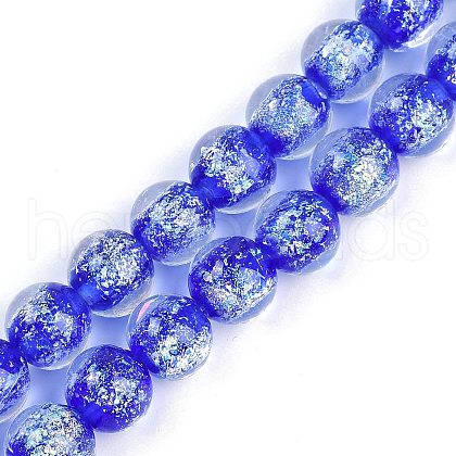 Handmade Gold Foil Lampwork Beads Strands LAMP-Q002-01E-1