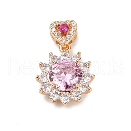 Brass Micro Pave Cubic Zirconia Pendants KK-E795-12KCG-02-1