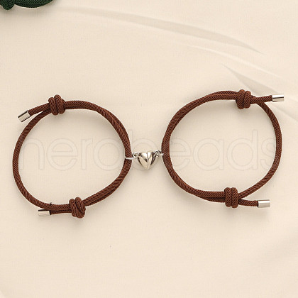 Alloy Heart-shaped Magnetic Braided Rope Bracelets for Couple Girlfriends WG59636-15-1