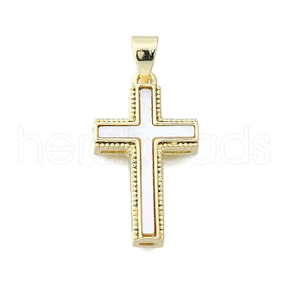 Cross Brass Pendants KK-V010-32G-1