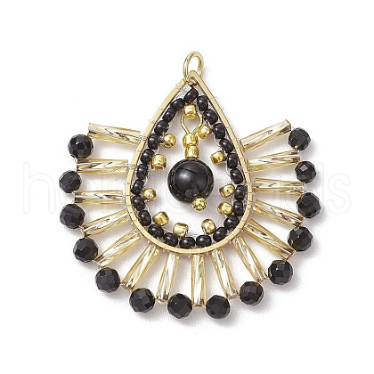 Bohemia Style Glass Seed Beaded Teardrop Pendants PALLOY-MZ00557-1