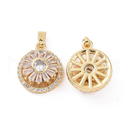 Real 18K Gold Plated Brass Micro Pave Clear Cubic Zirconia Pendants KK-E068-VC302-1