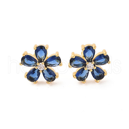 Rack Plating Brass Micro Pave Cubic Zirconia Stud Earrings EJEW-I304-07G-01-1