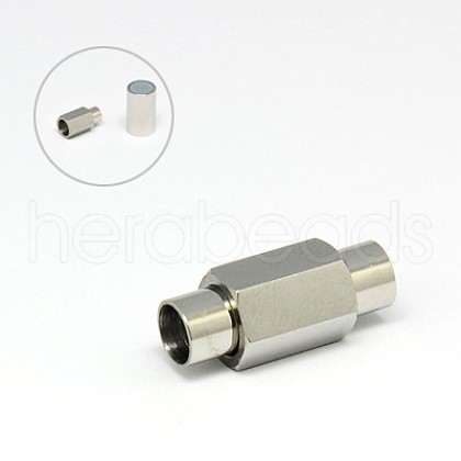 304 Stainless Steel Magnetic Clasps with Glue-in Ends STAS-K006-08C-1