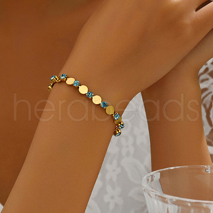 Stainless Steel Rhinestone Links Chain Bracelets for Women AN1030-1