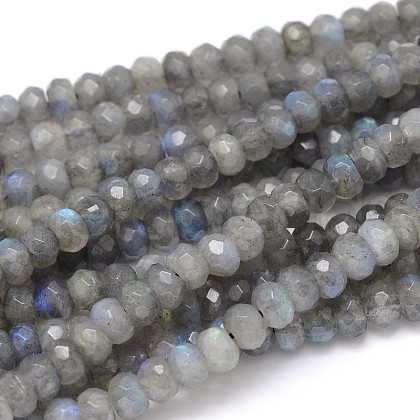 Natural Labradorite Rondelle Bead Strands G-O095-04-A-1