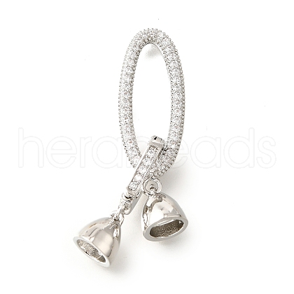 Rack Plating Brass Micro Pave Clear Cubic Zirconia Fold Over Clasps KK-V008-24P-1