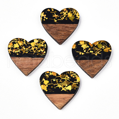 Opaque Resin & Walnut Wood Pendants RESI-N039-44-1