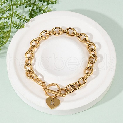 Golden 304 Stainless Steel Charm Bracelets NJEW-K284-01G-R-1