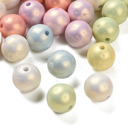 UV Plating & Spray Painted Opaque Acrylic Beads OACR-G047-01-1