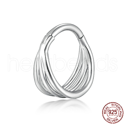 Anti-Tarnish Rhodium Plated 925 Sterling Silver Triple Rings Hoop Earrings for Women IG8200-2-1