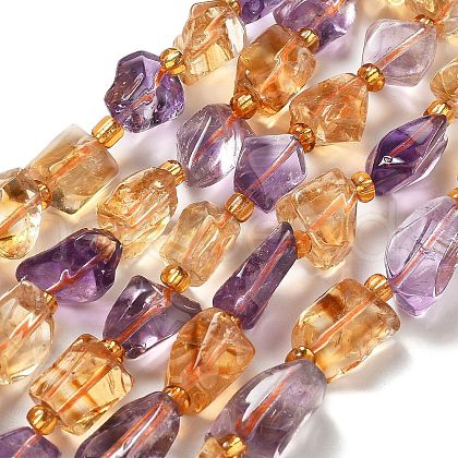Natural Citrine & Amethyst Beads Strands G-H074-C01-02-1