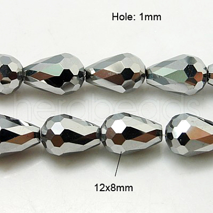 Electroplate Glass Beads Strands EGLA-D017-12x8mm-5-1