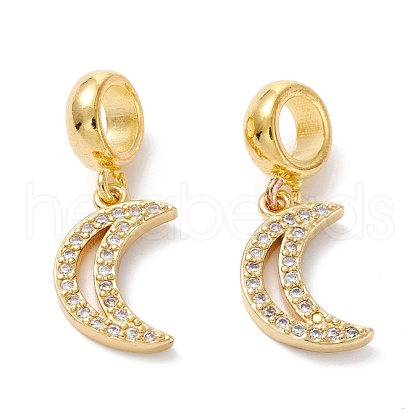 Brass Cubic Zirconia European Dangle Charms KK-B037-29G-1