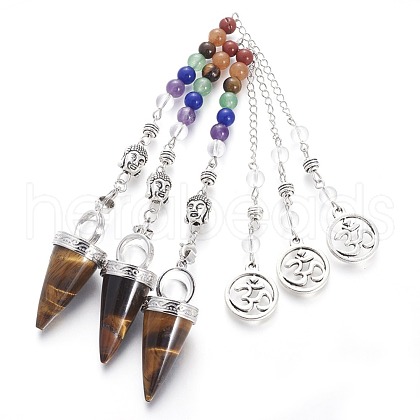 Chakra Jewelry Natural Tiger Eye Cone Dowsing Pendulums G-G771-E04-1